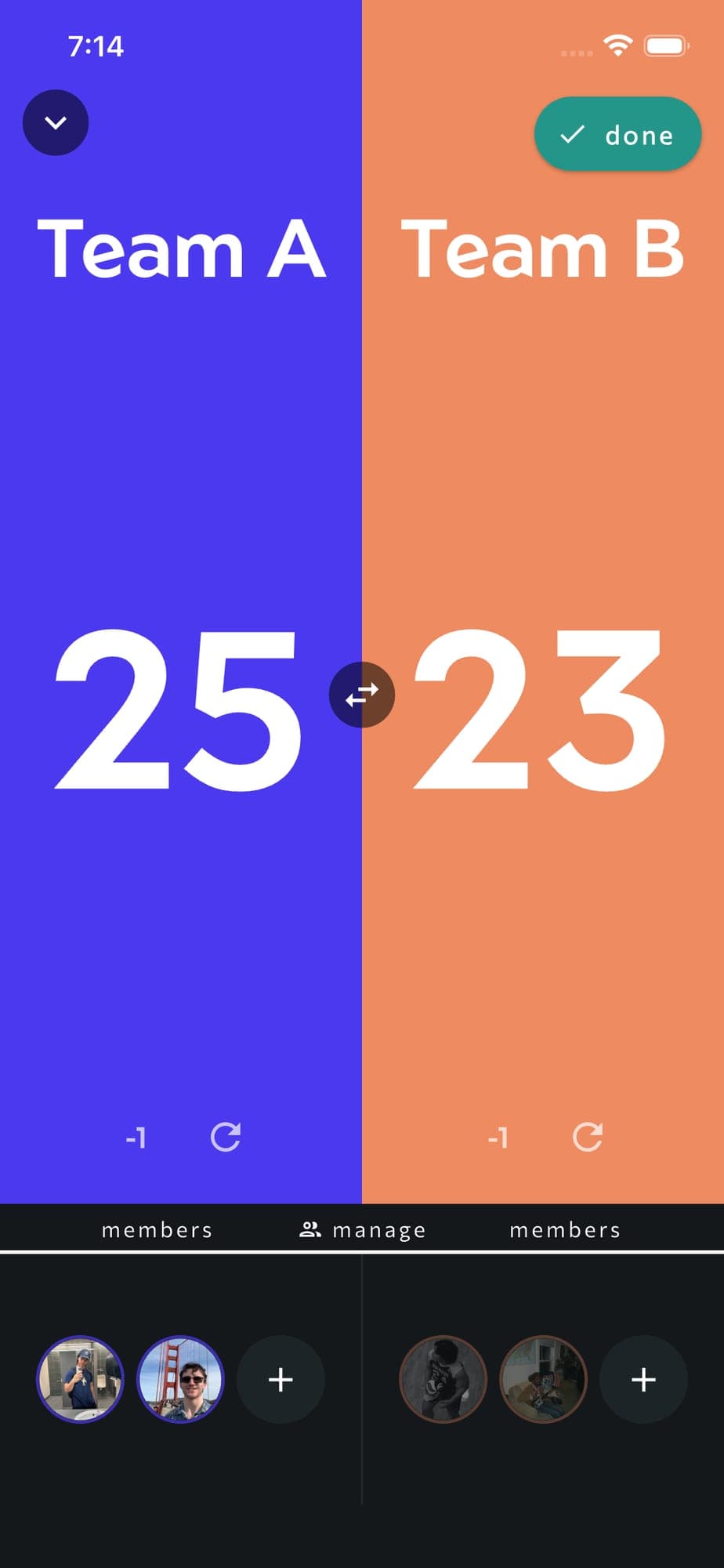 VolleyNet live score screen